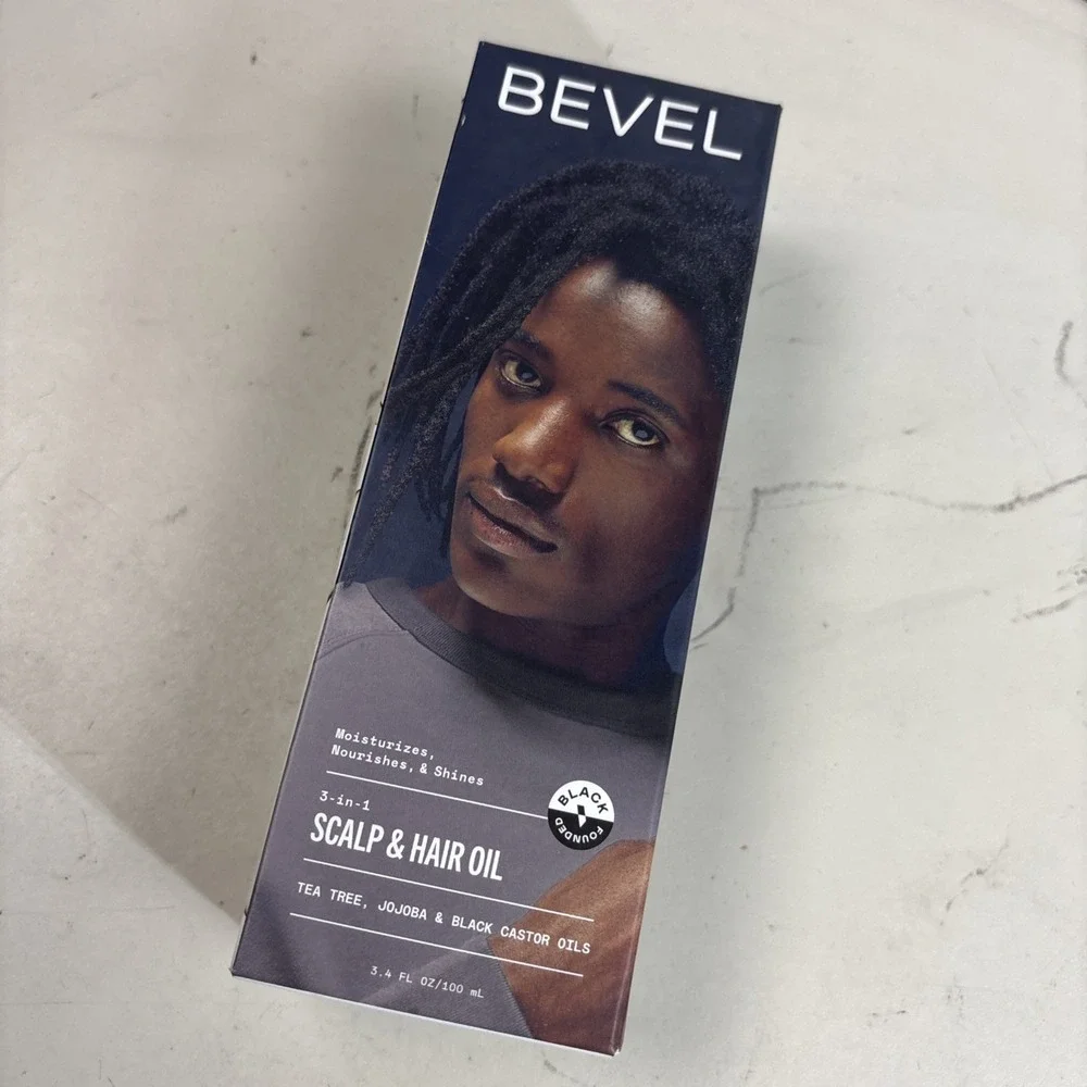 Bevel 3-in-1 Scalp & Hair Oil Tea Tree Jojoba Black Castor Oil 3.4oz 100ml NEW